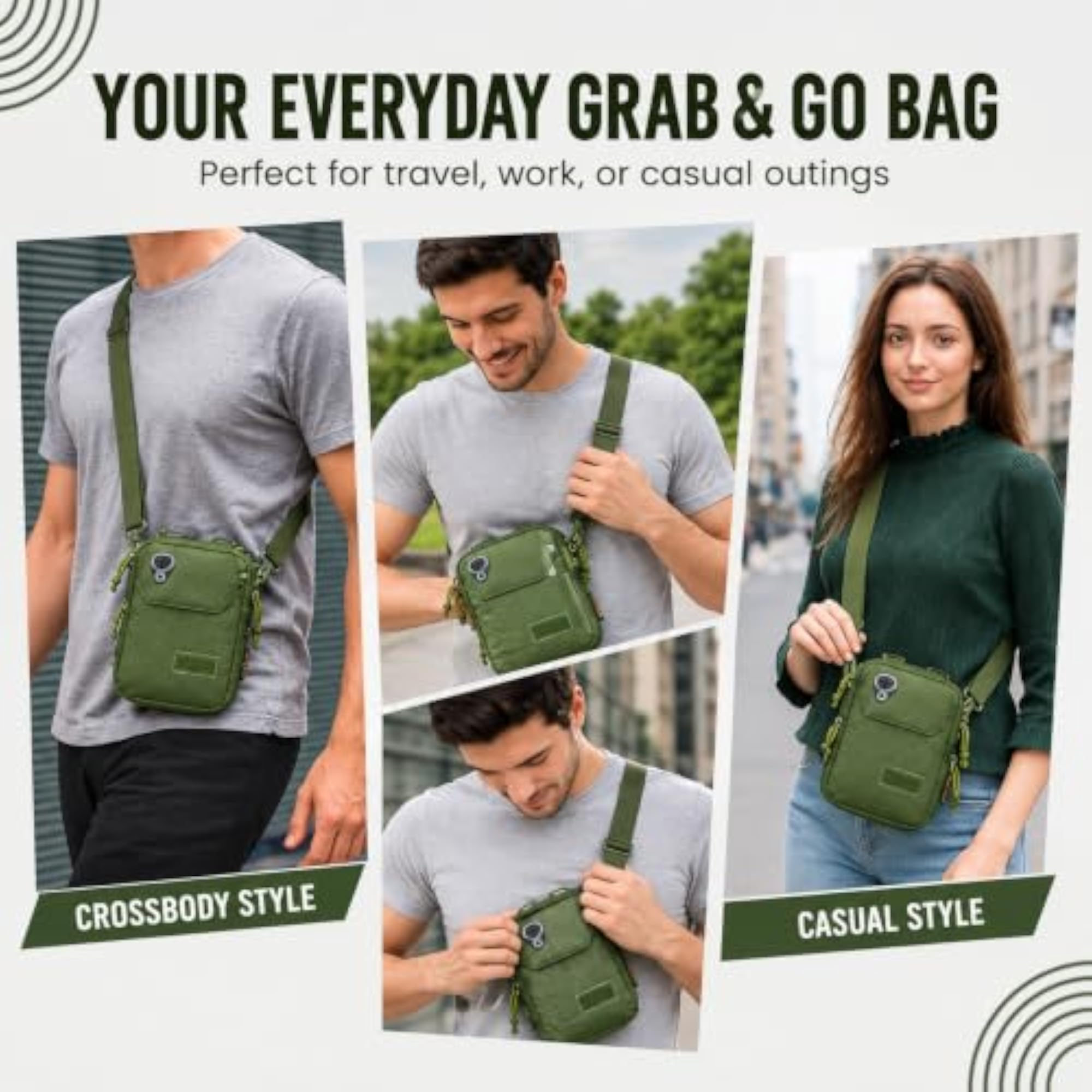Unisex Small Messenger Bag, Waterproof Nylon Sling Bag